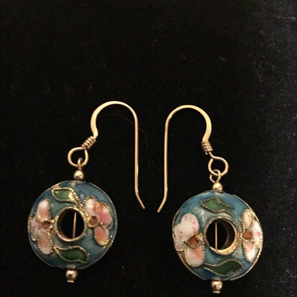 Hand Stained Oriental Earrings NEW